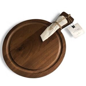 My Savory Table Wooden Cheese Charcuterie Board with Spreader Knife NWT